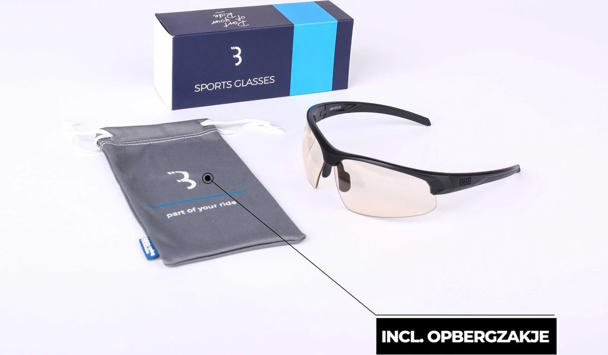 BBB Cycling Impress PH Fietsbril - Wielrenbril - Meekleurende Lens - Instelbaar Neusstuk - Mat Zwart - BSG-58PH - Afbeelding 14