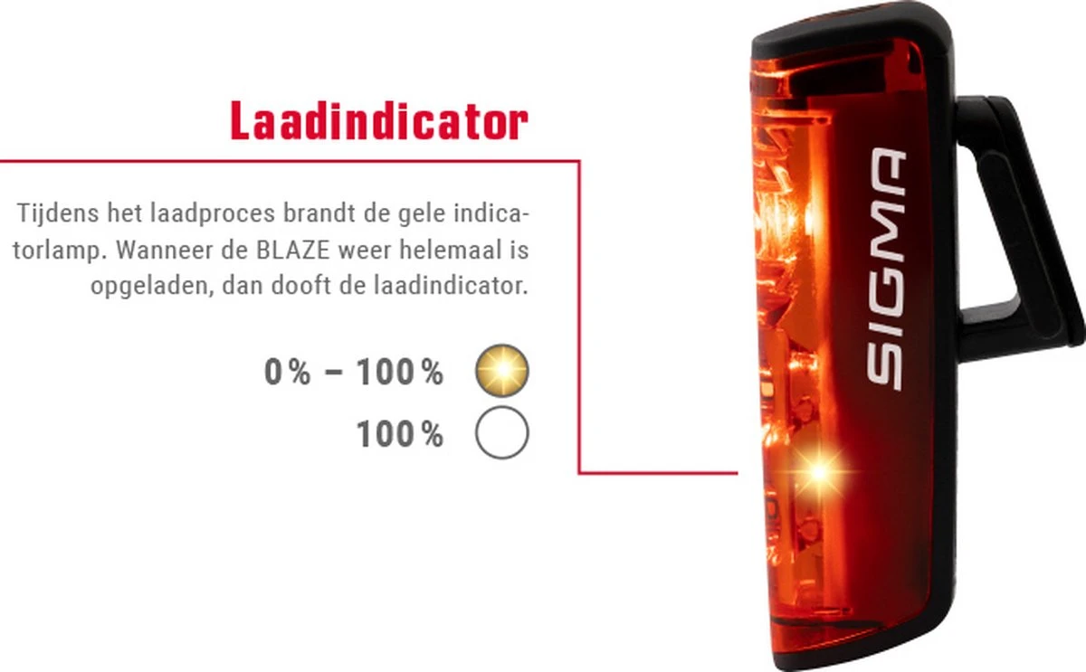 SIGMA SPORT Sigma Blaze USB Fietsachterlicht - Achterlicht Met Remlicht Functie - Oplaadbaar - Afbeelding 5
