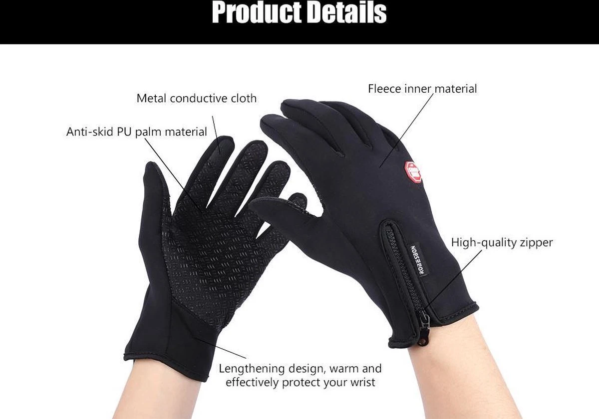 Merkloos Handschoenen - Touchscreen - Grip - Waterafstotend - Thermisch - Wintersport - Ski/Snowboardhandschoenen - Fietshandschoenen - Dames - Maat M - Stretch - Roze - Afbeelding 6