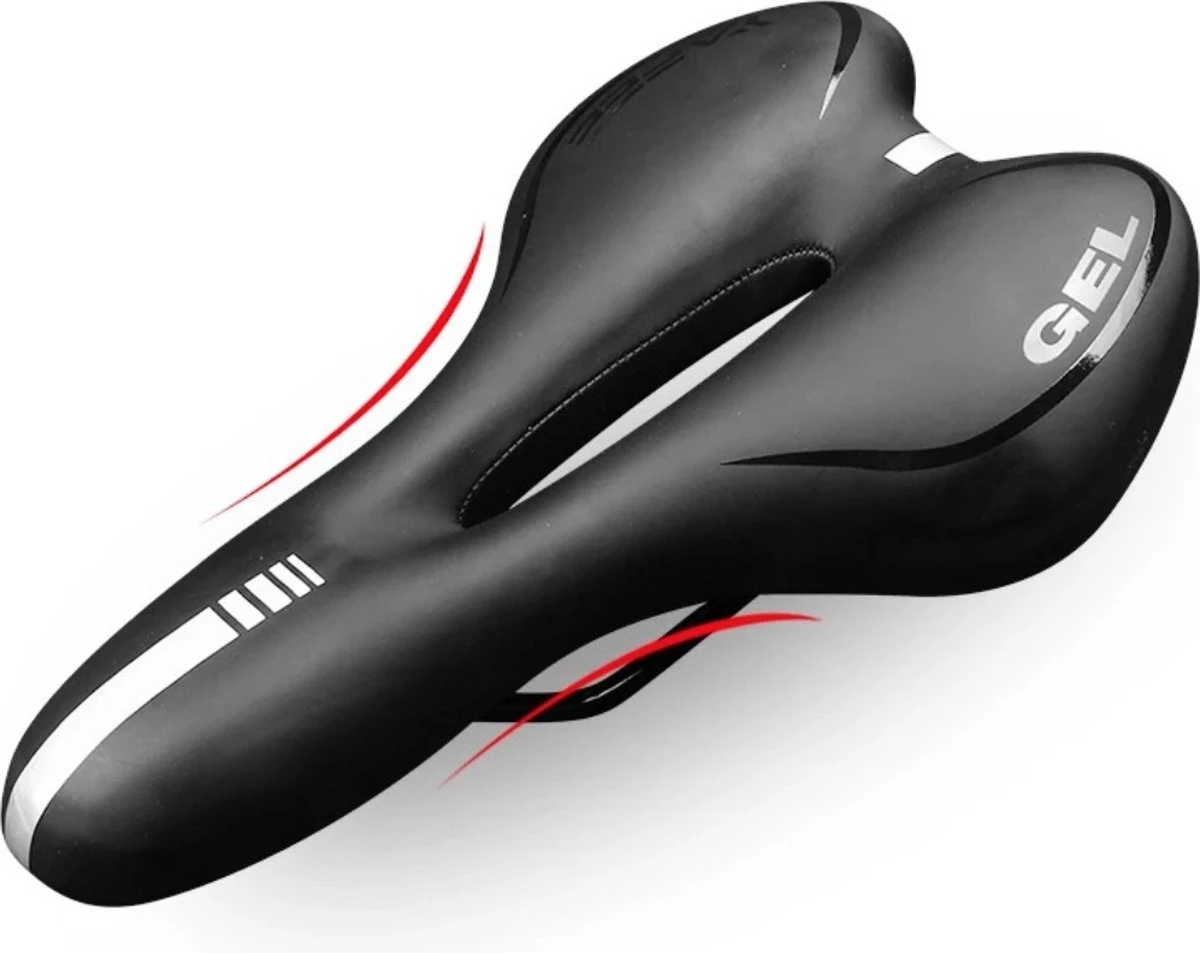 Voltano Trekking Fietszadel - Comfortabel Gel Zadel - Met Uitsparing - Inclusief Zadelstrop - 100% Waterdicht - Unisex - Zwart - Afbeelding 8