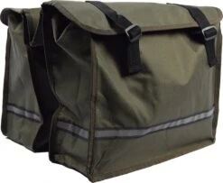 Merkloos Dubbele Fietstas Waterdicht Met Reflecterende Strepen Voor Extra Veiligheid- Fietstas Groen 36x30x12cm