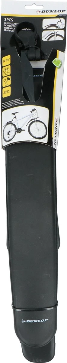 Dunlop 2x Spatbord Fiets/ Mountainbike - 24/ 26" - Verstelbaar - Met Bevestigingsmateriaal - Zwart - Afbeelding 4
