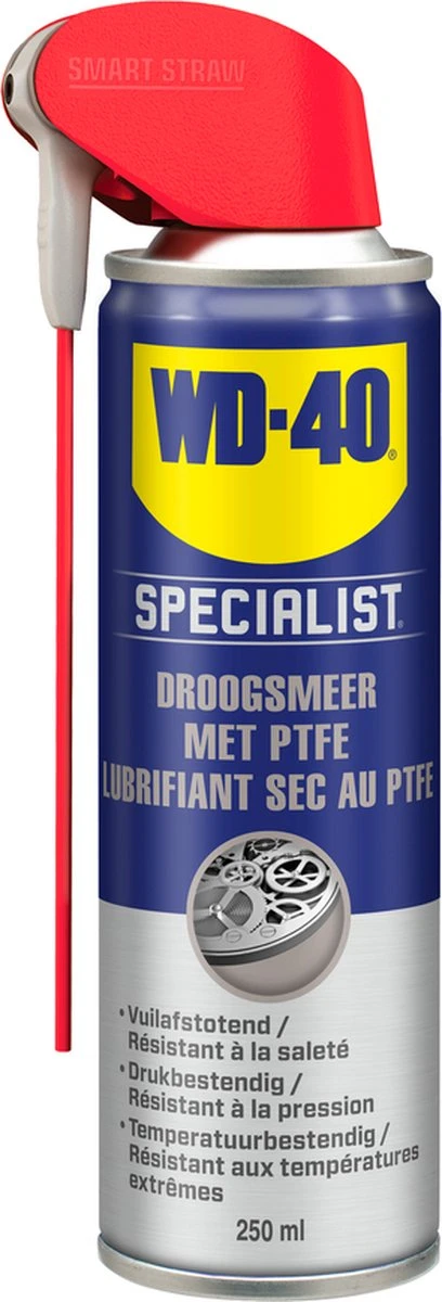 WD-40 Specialist® Droogsmeerspray Met PTFE - 250ml - Teflon Spray - Smeermiddel - Beschermt Effectief Tegen Dagelijkse Slijtage - Afbeelding 5