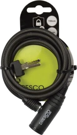 Dresco Kabelslot 150/6 | Kabelslot Voor Fiets - 150cm - Rond 6mm - Zwart