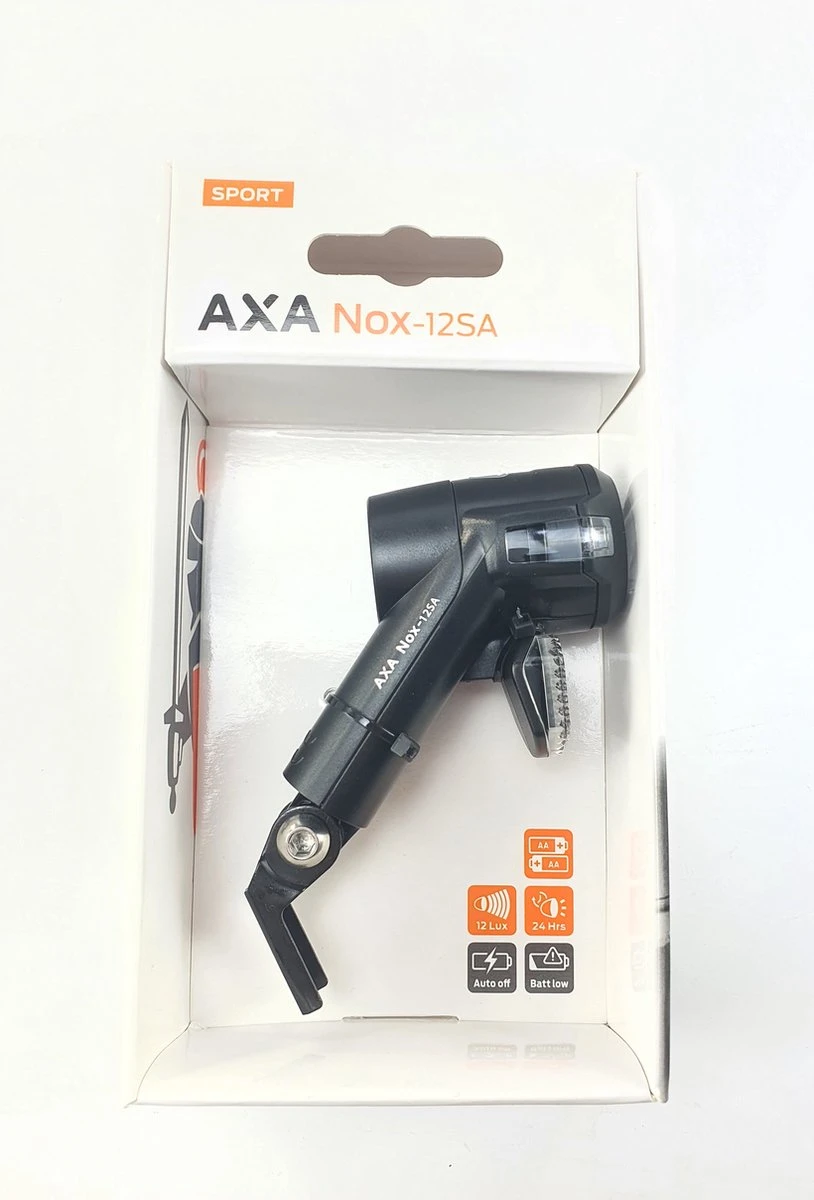 AXA Nox Sport 12 Lux - Fietslamp Voorlicht - LED Koplamp - Fietsverlichting Op Batterij - Auto/Off - Zwart - Afbeelding 7