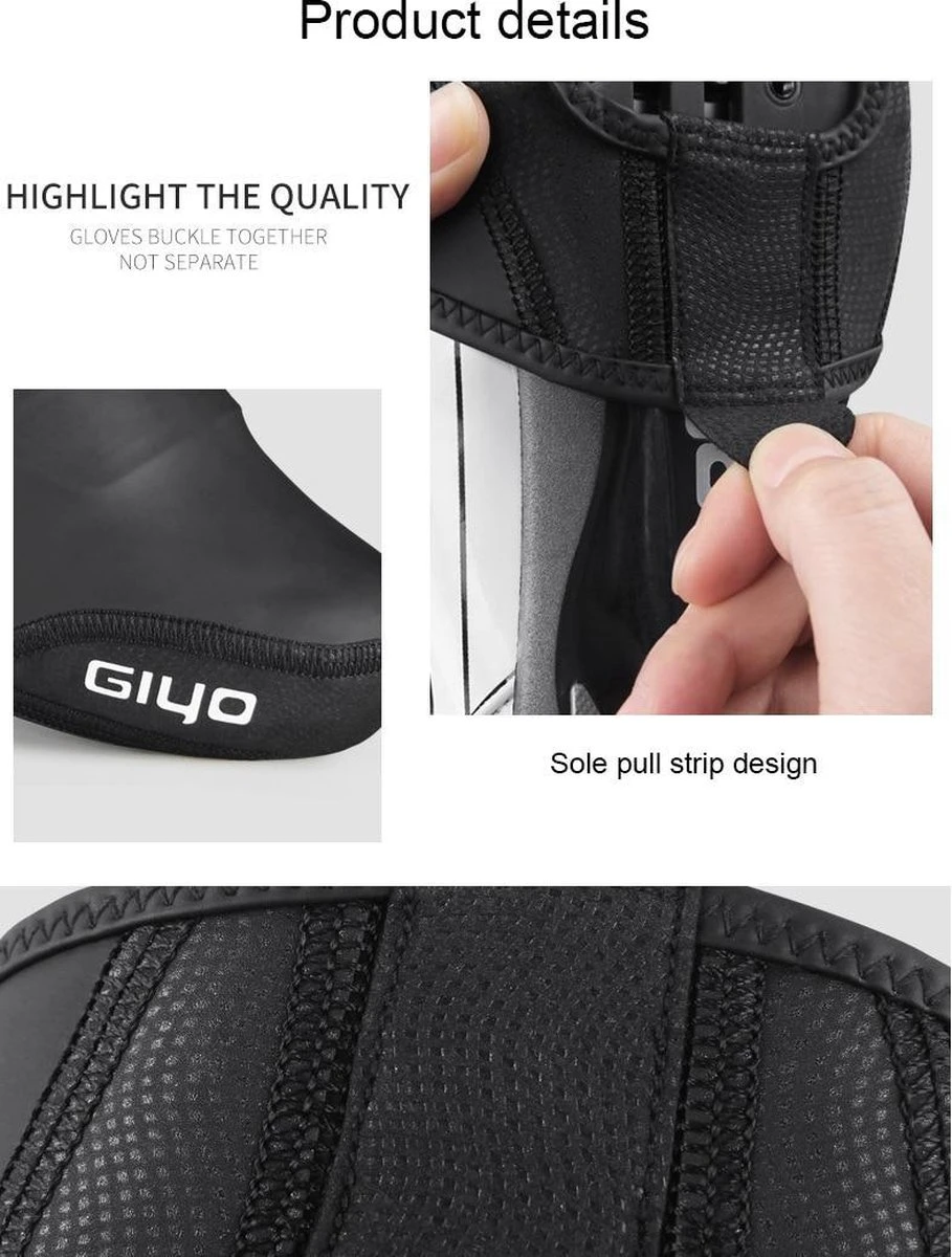 Giyo Waterdichte Halve Overschoenen Toe Covers - 1 Paar - Maat 41-46 - Zomer - Fiets Schoen Overtrek - MTB - Wielrennen/ Mountainbiken - Windproof - Afbeelding 3