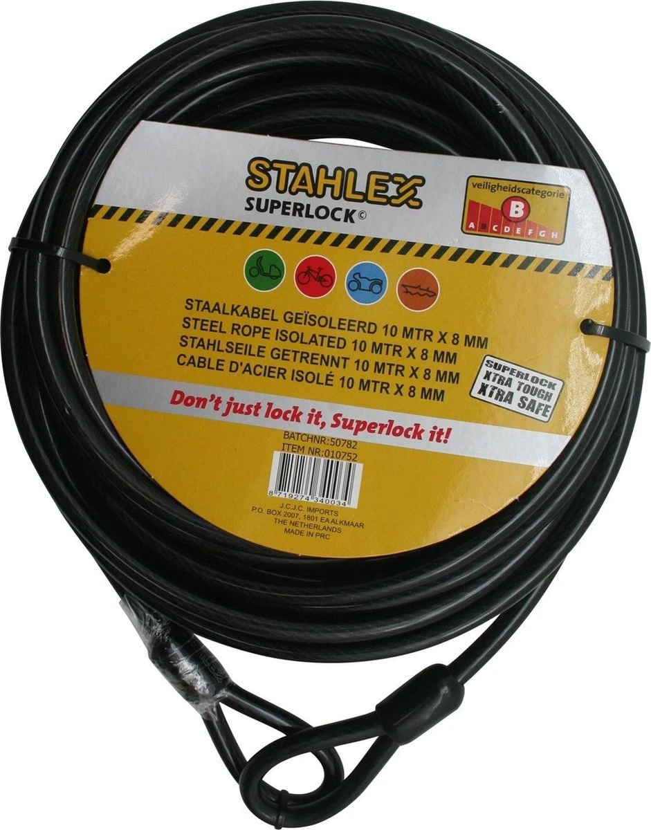 Stahlex Staalkabel 10 Meter X 8 Mm Met Lussen Geplastificeerd - Afbeelding 4
